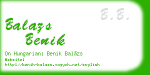 balazs benik business card